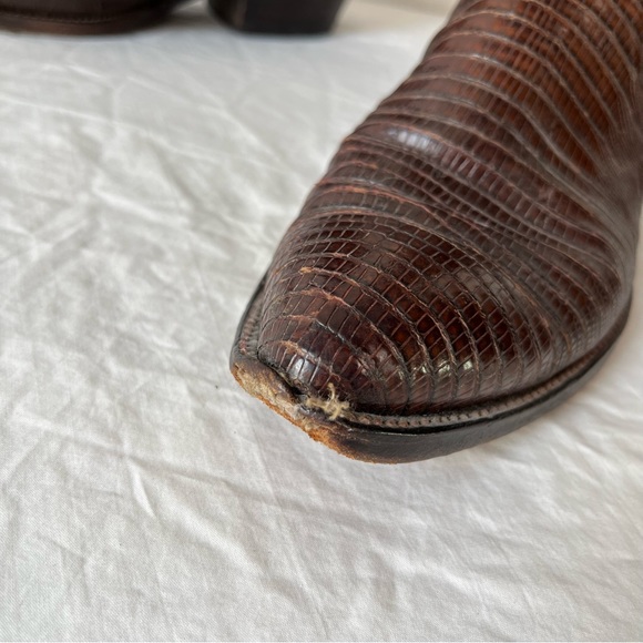 Vintage Dan Post Raleigh Teju Lizard Leather Boots brown mens 10 D Cowboy Boots - Picture 14 of 16